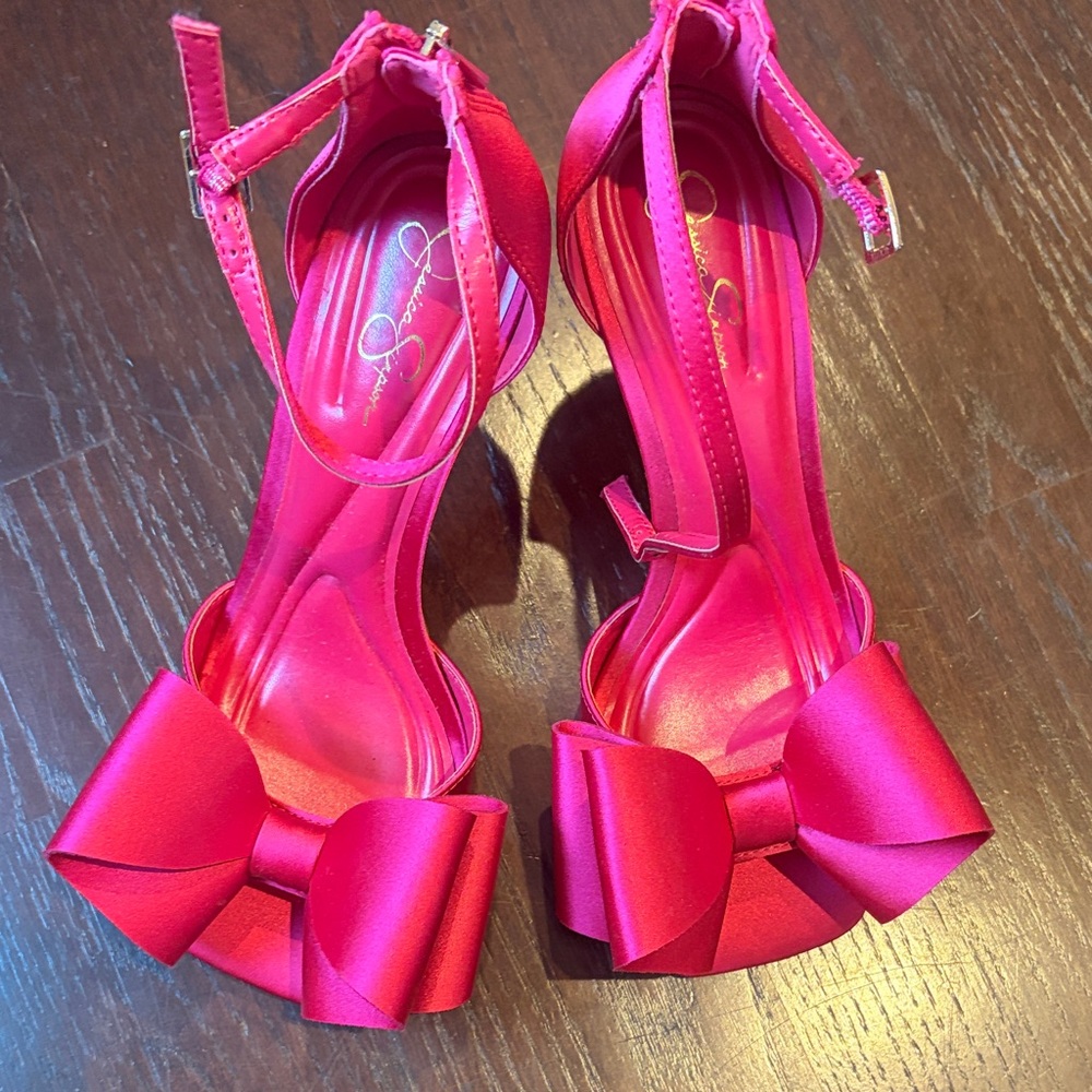 Jessica Simpson Vibrant Pink Bow Heels